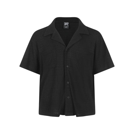 Texture sensation lapel short sleeved shirt for men simple solid color Cuban collar shirt - V.I.P Digital Presence