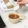 A 300ml ceramic retro couple checkerboard grid small capacity milk white wind mug coffee cups - V.I.P Digital Presence