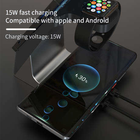 Wireless Charger 6-In-1 Multi-Function Clock Alarm Clock For Apple 14 Mobile Phone Headset Watch Magnetic Suction Fast Charging - V.I.P Digital Presence