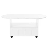 ON-TRANS flexible cream style coffee table with 2 brake wheels, drawers, large storage space, white, 39.37 '' x 23.6 '' - V.I.P Digital Presence