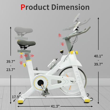Indoor Exercise Bike Cycling Bike with Comfortable Seat Cushion Yellow+White - V.I.P Digital Presence