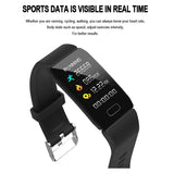 1.14 Pulsera inteligente con monitor de ritmo cardíaco, presión arterial y clima, reloj inteligente resistente al agua para hombres, mujeres y niños.