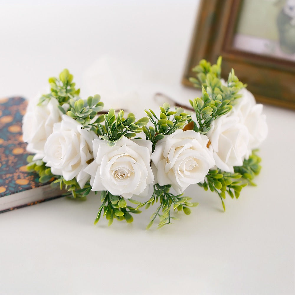 Handmade flower wreaths seaside vacation wedding accessories velvet adjustable hair accessories - V.I.P Digital Presence