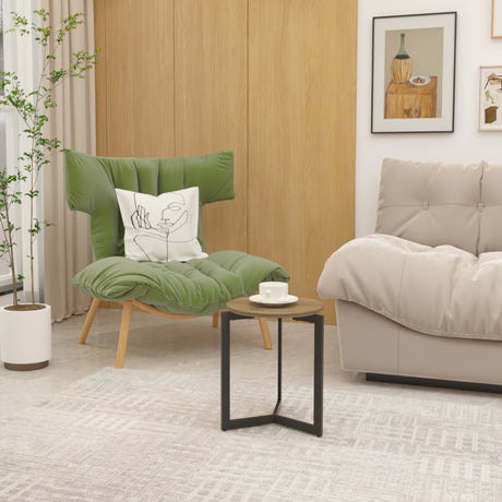 19.68''H Round Side Table, Round Accent End Table with Sturdy Metal Frame, Round Nightstand, for Living Room, Brown - V.I.P Digital Presence