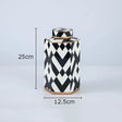Geometric Black and White Striped Storage Jar Household Ceramic Candy Sealed Jar Vase Sundries Container Home Decoration - V.I.P Digital Presence