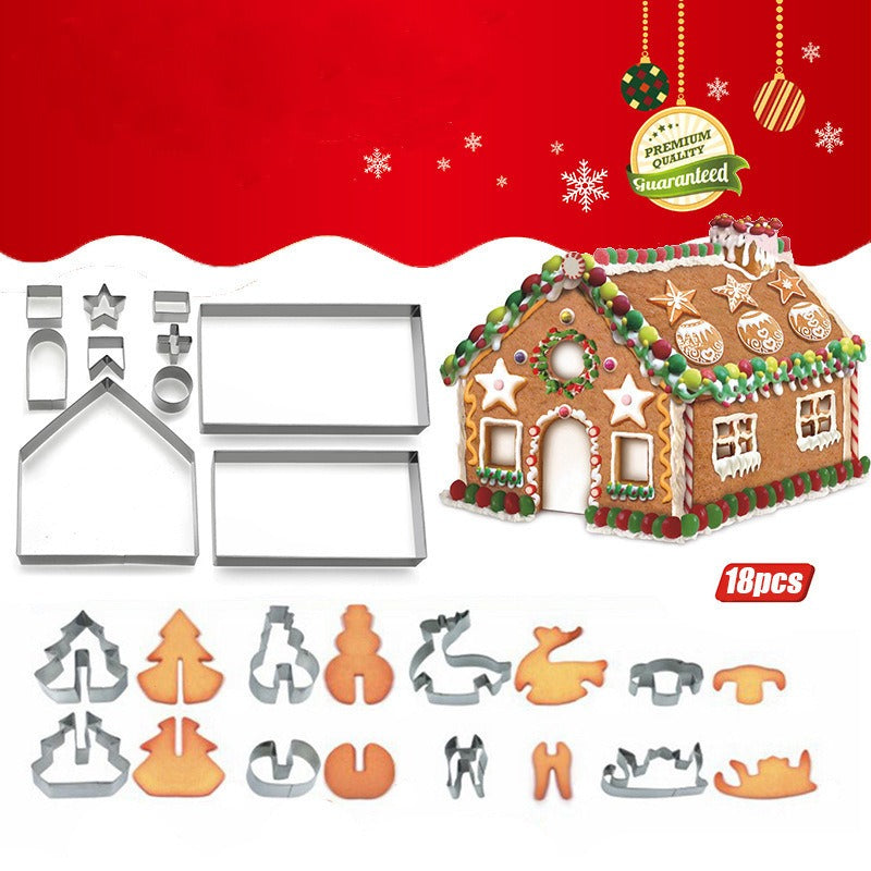 18 piece Christmas stainless steel 3D cookie mold gingerbread house cookie mold set - V.I.P Digital Presence