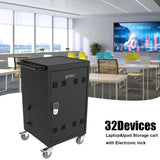 Mobile Charging Cart and Cabinet for Tablets Laptops 30-Device With Combination Lock--Black - V.I.P Digital Presence