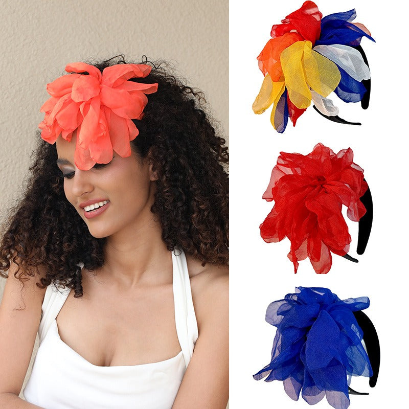 Oversized and exaggerated handmade fabric flower versatile headband - V.I.P Digital Presence