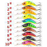 Wide Tongue Deep Dive ABS Rock Mino 10.4cm 14.5g Bead+Enhanced Three Hook Simulated Worm shaped Fake Bait