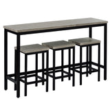 TOPMAX Counter Height Extra Long Dining Table Set with 3 Stools Pub Kitchen Set Side Table with Footrest  Gray