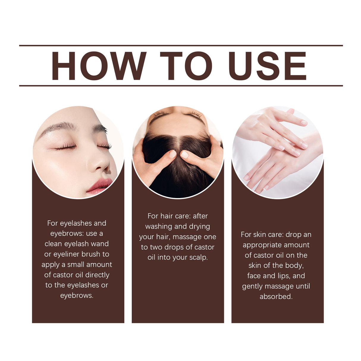 Organic Castor Oil Body Skin Nourishing Hydrating Brows Hair Hydrating Massage Oil