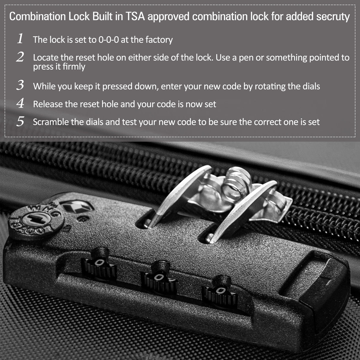 Black 3 Piece Luggage Set Hardside Spinner Suitcase with TSA Lock 20" 24' 28" Available