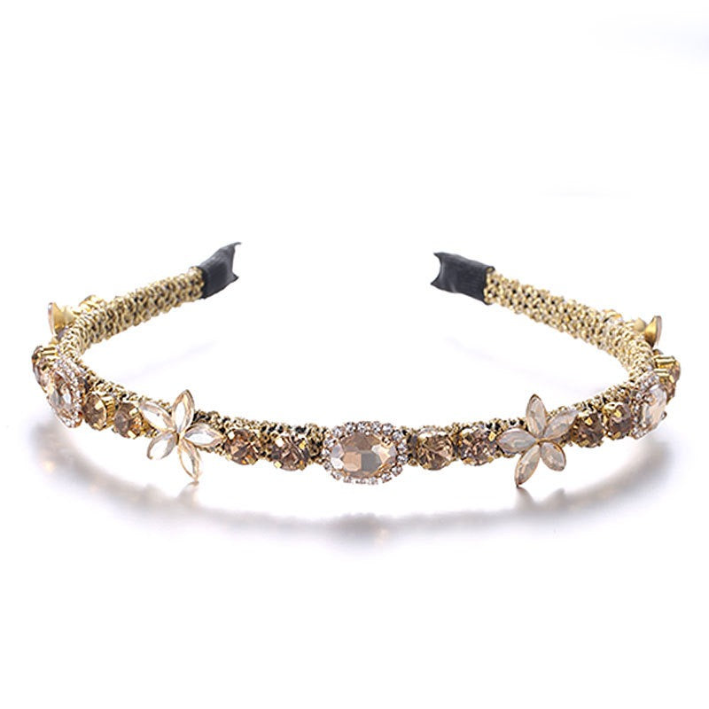 Crystal flower set with colorful glass diamond fine edge hair hoop - V.I.P Digital Presence