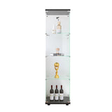 4 glass display cabinets with door shelves, floor standing antique bookshelf, 64.7 "* 16.7" * 14.3 ", black - V.I.P Digital Presence
