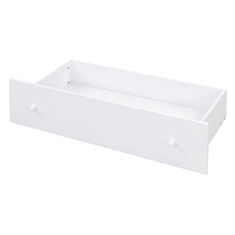 L-shaped Space-Saving Twin Loft and Twin Platform Bed with 7 Drawers and Full Guardrails(WHITE) - V.I.P Digital Presence