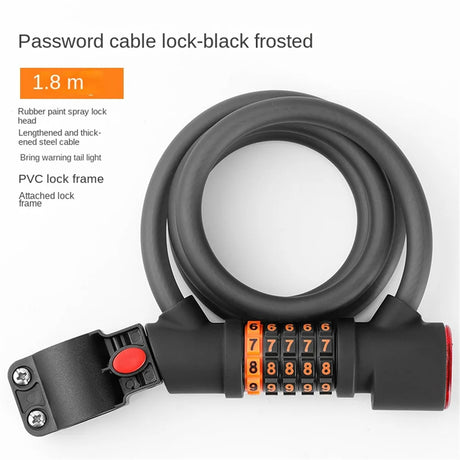 1.2M/1.8M Bike Lock Anti-theft 5 Digit Combination Password Security Lock With LED Light MTB Road Bike Steel Cable Bicycle Lock - V.I.P Digital Presence