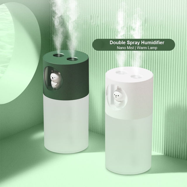 New Cute Pet Humidifier Double Spray Air Humidifier USB Ultrasonic Aroma Diffuse Air Mist Maker Humidificador with Romantic Lamp - V.I.P Digital Presence