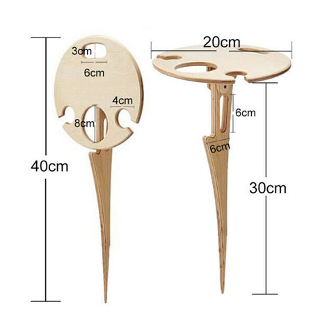 Outdoor Wine Table Foldable Round Desktop Mini Wooden Picnic Table Easy To Carry Wine Rack Support - V.I.P Digital Presence