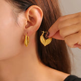Leaf patchwork heart-shaped earrings with a niche design and titanium steel earrings - V.I.P Digital Presence