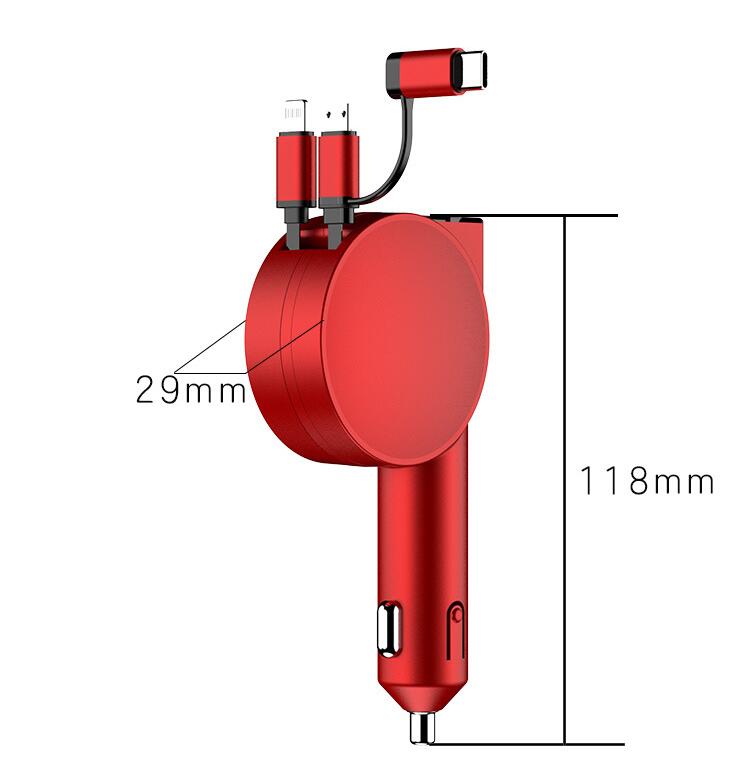 Vogek 3-in-1 Car Charger 60W Super Fast Charging for iPhone Xiaomi Huawei Samsung with Telescopic Charging Cables and Adapters - V.I.P Digital Presence