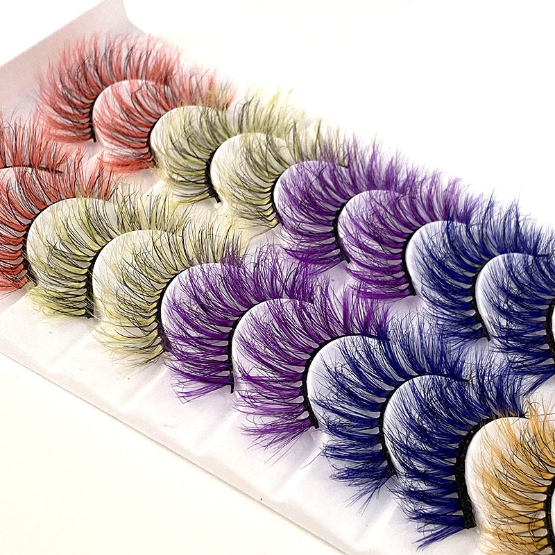 10 Pairs Of Color Mink Hair Fried Multilayer Thick Cross False Eyelashes 8D FLUFFY - V.I.P Digital Presence