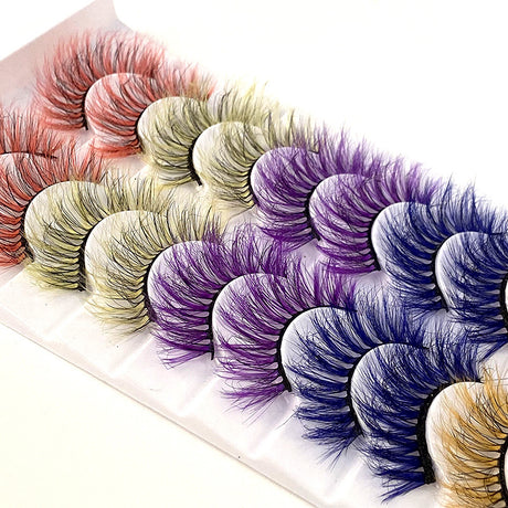10 Pairs Of Color Mink Hair Fried Multilayer Thick Cross False Eyelashes 8D FLUFFY - V.I.P Digital Presence