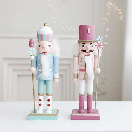 Walnut solid wood soldier puppet ornament Christmas decoration 26CM macaron color creative ornament - V.I.P Digital Presence