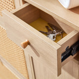 Modern minimalist storage cabinet MDF bed top cabinet Japanese rattan shoe cabinet, small home furniture - V.I.P Digital Presence