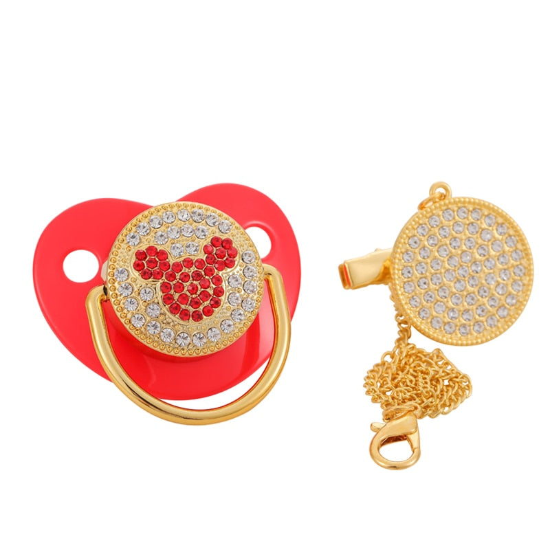 BLINGONLY Luxury Rhinestone Chupete Pink Bling Baby Pacifier With Clip - V.I.P Digital Presence