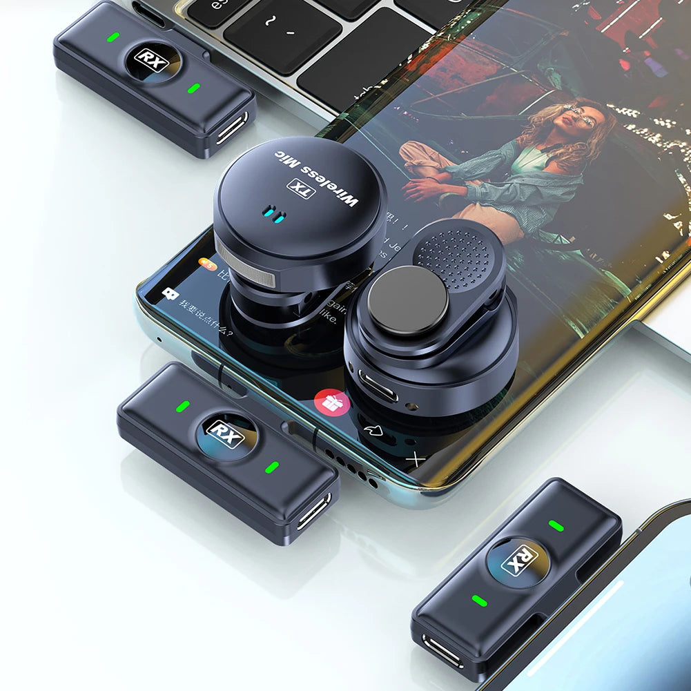 Wireless Magnetic Button Collar Microphone Noise Cancelling Lapel Mic Plug and Play 164ft Range for YouTube Vlog Video Recording - V.I.P Digital Presence