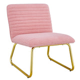 Modern minimalist pink plush fabric single person sofa chair with golden metal legs