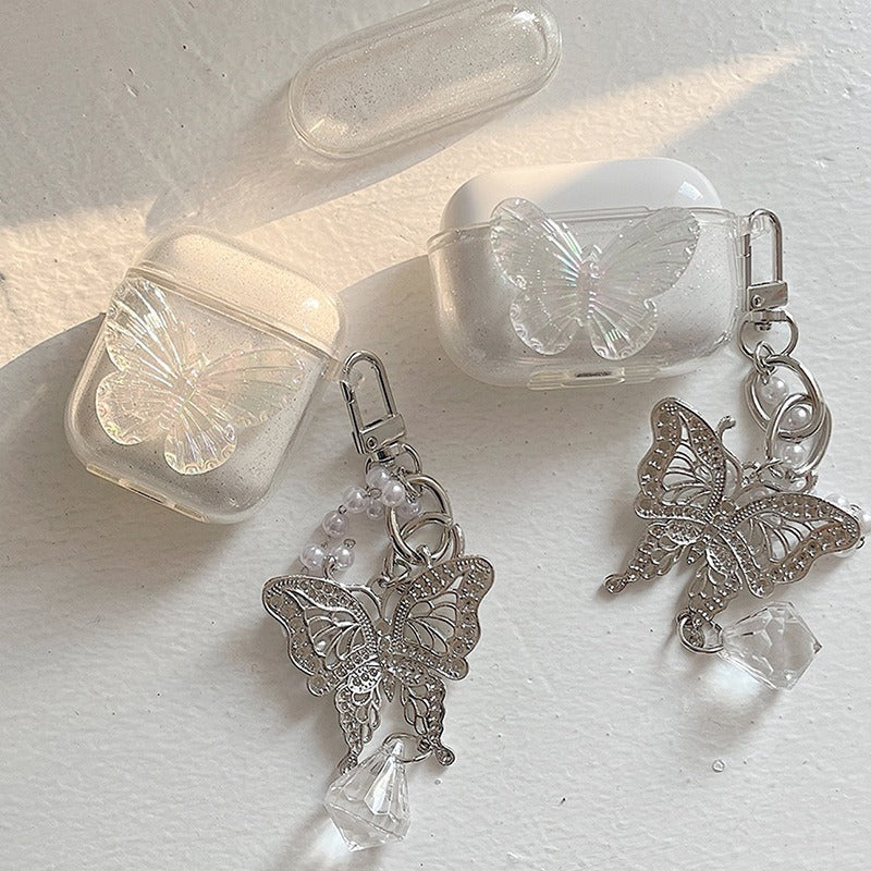 Estuche para auriculares Creative Flash con cadena de mariposa estéreo rosa, compatible con AirPods de 1.ª y 2.ª generación, anticaídas, Pro2 y 3.ª generación.