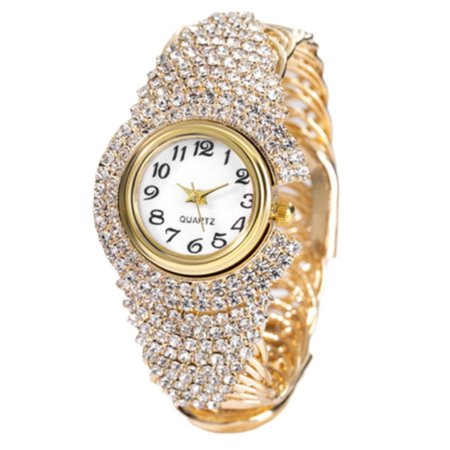 Fashion New Cross border Personality Trend Versatile Women's Diamond Bracelet Quartz Watch Necklace Ring Earring Set - V.I.P Digital Presence