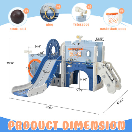 10-1 Toddler Slide Set,Kids Slide for Toddlers Ages 1+, Basketball Hoop Pirate Ship Themed Slide with Ship Head Indoor& Outdoor - V.I.P Digital Presence