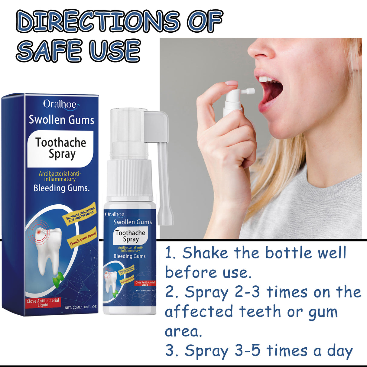 Toothache Treatment Spray. Relieve Gum Swelling And Pain On Fire Care For Teeth Toothache Oral Discomfort Care - V.I.P Digital Presence