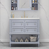 36" Bathroom Vanity Cabinet with Sink Combo Set, Undermount Resin Sink, Free Standing Vanity Set with 4 Drawers Blue - V.I.P Digital Presence