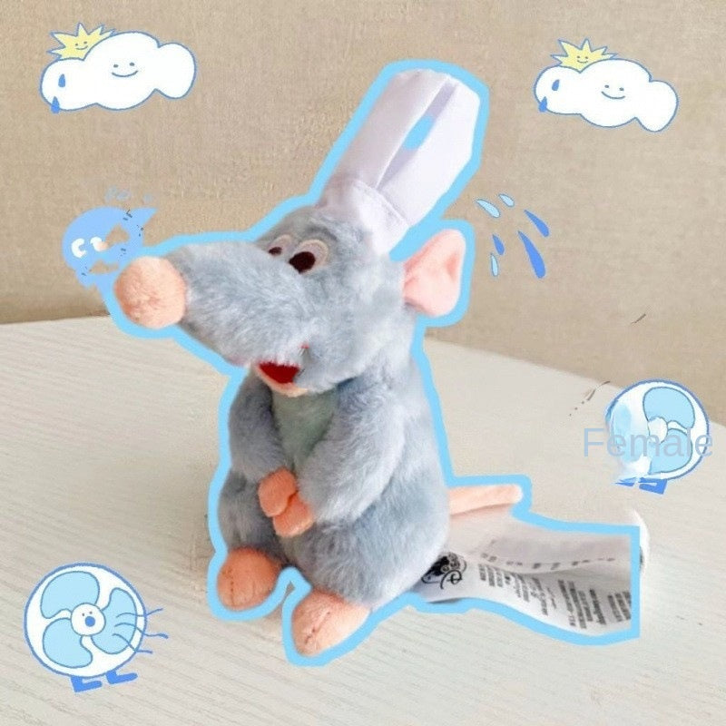 Muñeco de peluche súper lindo de Ratatouille con imán que se puede sentar en el hombro, caricatura Qi Xun