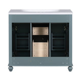36 "bathroom makeup cabinet with resin sink combination and 2 drawers, with soft closing door, blue color - V.I.P Digital Presence