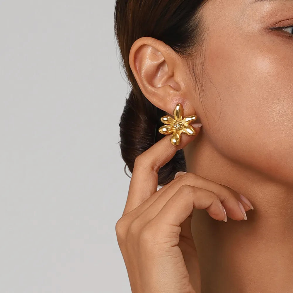 Stainless Steel Flower Earrings - V.I.P Digital Presence