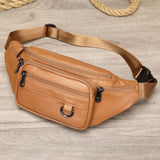 Men's sheepskin waist bag outdoor black mobile phone sheepskin bag leisure sports crossbody chest bag - V.I.P Digital Presence