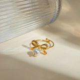 Stainless Steel Pearl Bow Ring - V.I.P Digital Presence