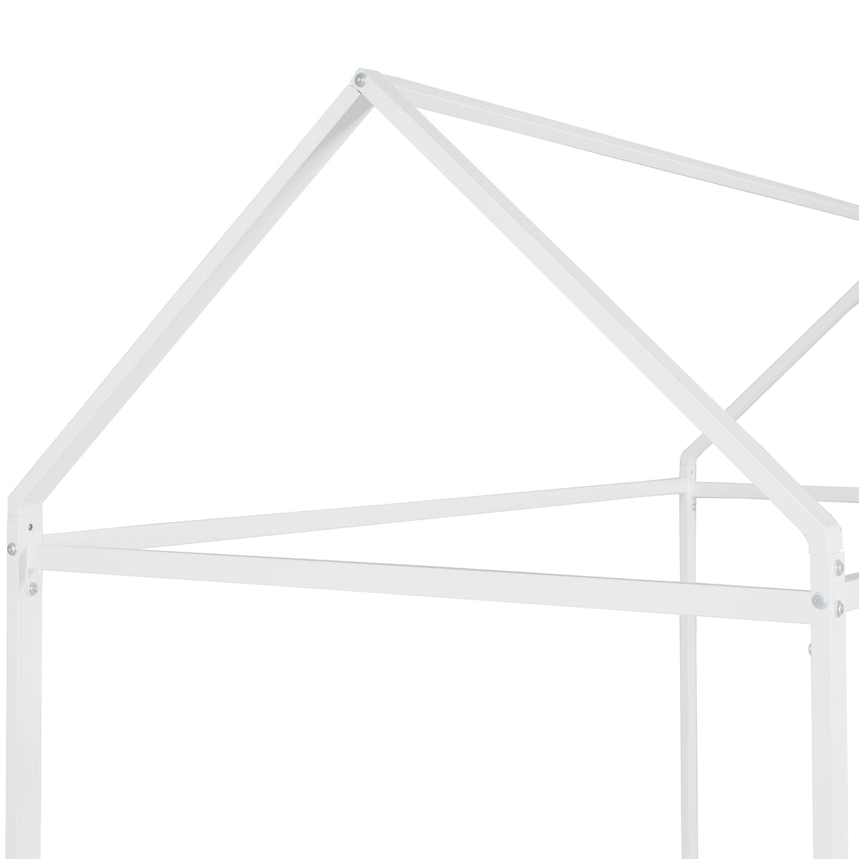 House Bed Frame Twin Size Kids Bed Frame Metal Platform Bed Floor Bed for Kids Boys Girls No Box Spring Needed White