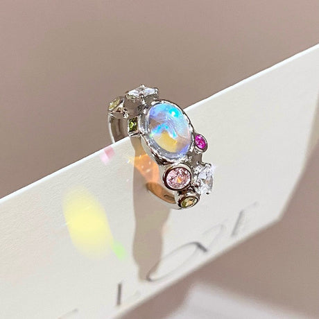 Dopamine love colored zircon diamond ring female niche index finger high-end fashion personality open ring - V.I.P Digital Presence