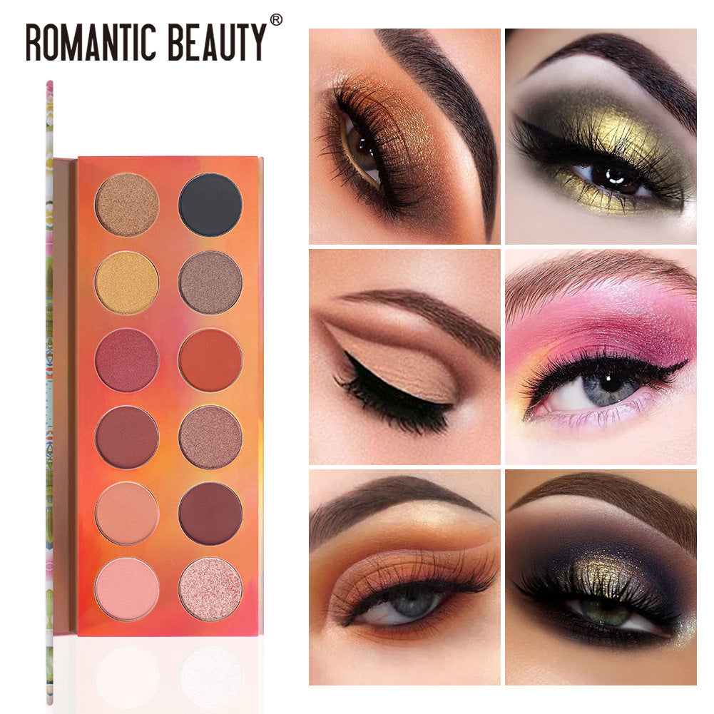 Romantic Beauty 12 Color Dazzle Eye Shadow Plate Pearlescent Matte Finish Eye Shadow Makeup - V.I.P Digital Presence
