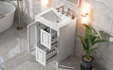 24" Bathroom Vanity with Sink, Bathroom Vanity Cabinet with Two Drawers and Door, Adjustable Shelf, Solid Wood and MDF, White - V.I.P Digital Presence