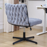 Armless Office Desk Chair No Wheels BLUE