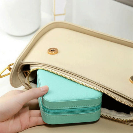 Portable Leather Jewelry Box Candy Color Travel Storage Upgrade With Mirror Earrings Rings Display Organizer Mother's Day Gift - V.I.P Digital Presence