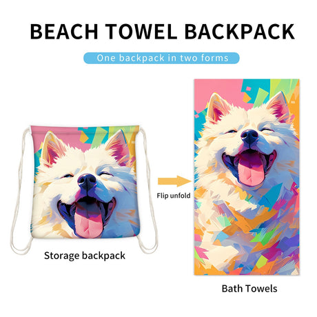 Two-in-One Foldable Beach Towel Printed Bath Towel All-In-One Beach Towel with Storage Bag - V.I.P Digital Presence