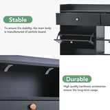 ONTREND modern shoe cabinet with 4 flipped drawers, multifunctional double-layer shoe storage with drawers, black. - V.I.P Digital Presence