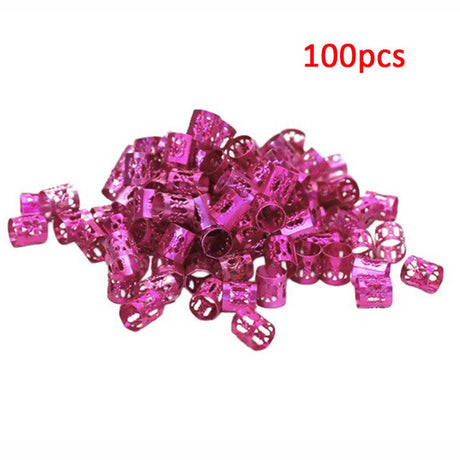 100 Pcs/set 7 Colors Mixed Beads Adjustable Hair Braids Dreadlock Beads Adjustable Hair Braid Rings Cuff Clips Tubes Jewelry - V.I.P Digital Presence